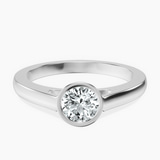 10kt White Gold Bezel Set Solitaire Lab Diamond Ring front image