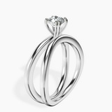 14kt White Gold Stella Criss Cross Solitaire Lab Diamond Ring standing product image one