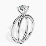 14kt White Gold Stella Criss Cross Solitaire Lab Diamond Ring standing product image one