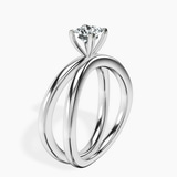 14kt White Gold Stella Criss Cross Solitaire Lab Diamond Ring standing product image one