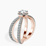 10kt Rose Gold Electra Criss Cross Halo Lab Diamond Ring standing product image one
