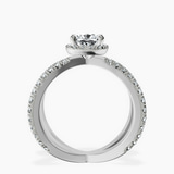 Platinum Electra Criss Cross Halo Lab Diamond Ring side right image one