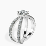 14kt White Gold Electra Criss Cross Halo Lab Diamond Ring standing product image one