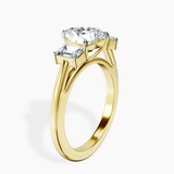 9ct Yellow Gold Denise Three stone Side Emerald Lab Diamond Ring standing product image one