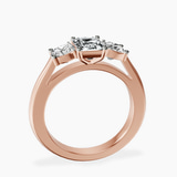 18kt Rose Gold Kinsley Three Stone Side Cushion Lab Diamond Ring side right image one