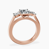 14ct Rose Gold Kinsley Three Stone Side Cushion Lab Diamond Ring side right image one
