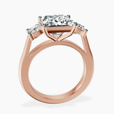 10kt Rose Gold Kinsley Three Stone Side Cushion Lab Diamond Ring side right image one