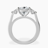 Platinum Kinsley Three Stone Side Cushion Lab Diamond Ring side right image one