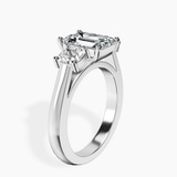 10kt White Gold Kinsley Three Stone Side Cushion Lab Diamond Ring standing product image one