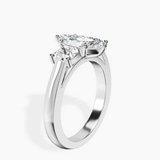 Platinum Kinsley Three Stone Side Cushion Lab Diamond Ring standing product image one