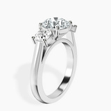 10kt White Gold Kinsley Three Stone Side Cushion Lab Diamond Ring standing product image one