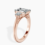 10kt Rose Gold Emery Three Stone Side Cushion Lab Diamond Ring standing product image one