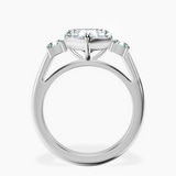 Platinum Emery Three Stone Side Cushion Lab Diamond Ring side right image one