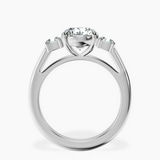 9ct White Gold Emery Three Stone Side Cushion Lab Diamond Ring side right image one