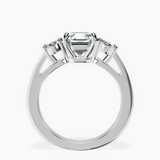 Platinum Georgina Rodriguez Three Stone Side Oval Lab Diamond Ring side right image one