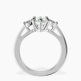 Platinum Georgina Rodriguez Three Stone Side Oval Lab Diamond Ring side right image one