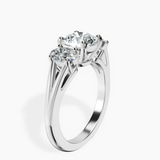Platinum Georgina Rodriguez Three Stone Side Oval Lab Diamond Ring standing product image one