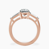 14kt Rose Gold Jennifer Lopez Three Stone Side Baguette Lab Diamond Ring side right image one