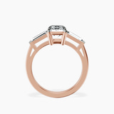 10kt Rose Gold Jennifer Lopez Three Stone Side Baguette Lab Diamond Ring side right image one