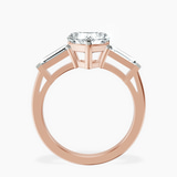 14kt Rose Gold Jennifer Lopez Three Stone Side Baguette Lab Diamond Ring side right image one