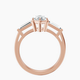 10kt Rose Gold Jennifer Lopez Three Stone Side Baguette Lab Diamond Ring side right image one