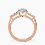 14kt Rose Gold Jennifer Lopez Three Stone Side Baguette Lab Diamond Ring side right image one