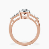 14kt Rose Gold Jennifer Lopez Three Stone Side Baguette Lab Diamond Ring side right image one