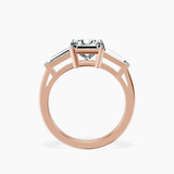 10kt Rose Gold Jennifer Lopez Three Stone Side Baguette Lab Diamond Ring side right image one