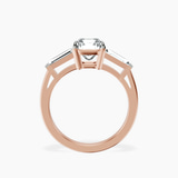 10kt Rose Gold Jennifer Lopez Three Stone Side Baguette Lab Diamond Ring side right image one