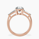 10kt Rose Gold Jennifer Lopez Three Stone Side Baguette Lab Diamond Ring side right image one