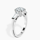 Platinum Jennifer Lopez Three Stone Side Baguette Lab Diamond Ring standing product image one