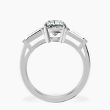 Platinum Jennifer Lopez Three Stone Side Baguette Lab Diamond Ring side right image one