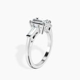 10kt White Gold Jennifer Lopez Three Stone Side Baguette Lab Diamond Ring standing product image one