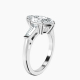 Platinum Jennifer Lopez Three Stone Side Baguette Lab Diamond Ring standing product image one
