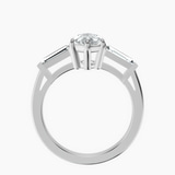 Platinum Jennifer Lopez Three Stone Side Baguette Lab Diamond Ring side right image one