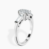 Platinum Jennifer Lopez Three Stone Side Baguette Lab Diamond Ring standing product image one