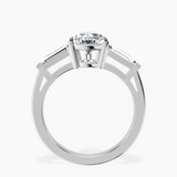 Platinum Jennifer Lopez Three Stone Side Baguette Lab Diamond Ring side right image one