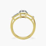 10kt Yellow Gold Jennifer Lopez Three Stone Side Baguette Lab Diamond Ring side right image one