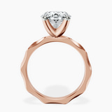 18kt Rose Gold Magnolia Texture Solitaire Lab Diamond Ring side right image one