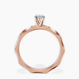 10kt Rose Gold Magnolia Texture Solitaire Lab Diamond Ring side right image one