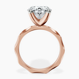 10kt Rose Gold Magnolia Texture Solitaire Lab Diamond Ring side right image one