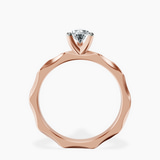 10kt Rose Gold Magnolia Texture Solitaire Lab Diamond Ring side right image one