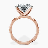 10kt Rose Gold Magnolia Texture Solitaire Lab Diamond Ring side right image one