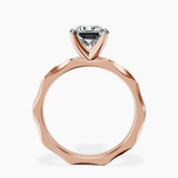 10kt Rose Gold Magnolia Texture Solitaire Lab Diamond Ring side right image one