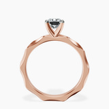 10kt Rose Gold Magnolia Texture Solitaire Lab Diamond Ring side right image one