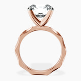 10kt Rose Gold Magnolia Texture Solitaire Lab Diamond Ring side right image one