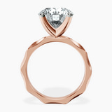 10kt Rose Gold Magnolia Texture Solitaire Lab Diamond Ring side right image one