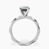 9ct White Gold Magnolia Texture Solitaire Lab Diamond Ring side right image one