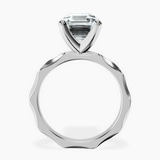 10kt White Gold Magnolia Texture Solitaire Lab Diamond Ring side right image one