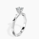 10kt White Gold Magnolia Texture Solitaire Lab Diamond Ring standing product image one
